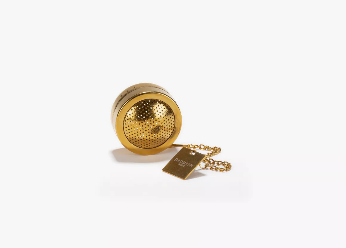 BOULE À THÉ INOX PERFORÉ FINITION TITANIUM OR - DIAM. 4 cm